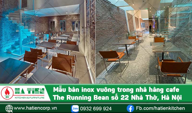 Bàn inox vuông trong nhà hàng cafe