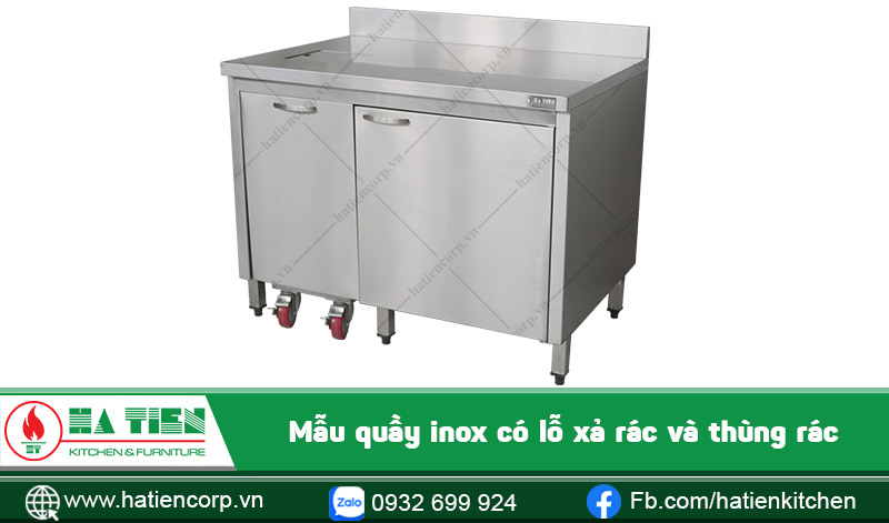 Quầy bếp inox có thùng rác