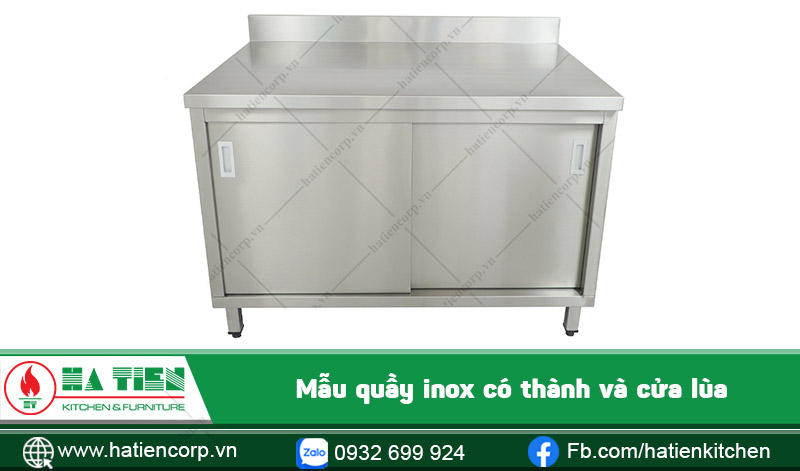Quầy bếp inox cửa lùa