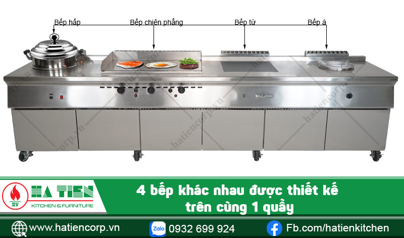 Quầy bếp quán ăn với 4 bếp khác nhau