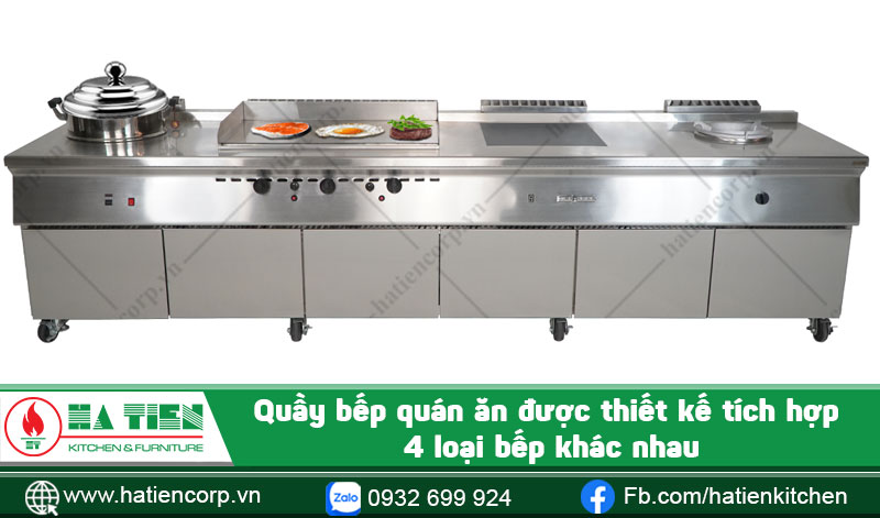 Quầy bếp quán ăn với 4 bếp khác nhau