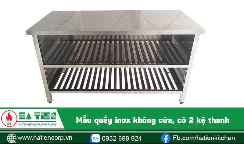 Quầy inox có 2 kệ thanh
