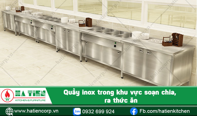 Quầy inox trong nhà hàng