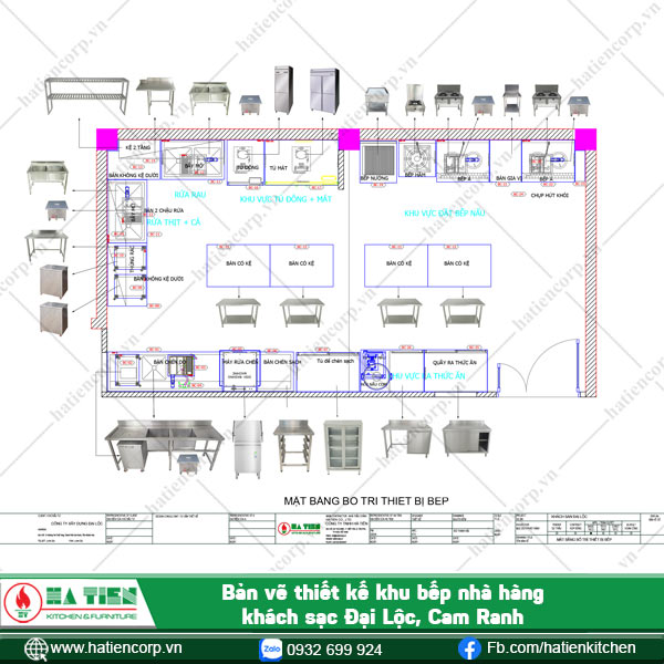 Bản vẽ thiết kế bếp nhà hàng khách sạn Đại Lộc