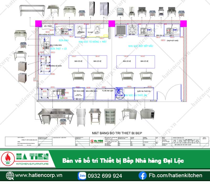 Lên bản vẽ thiết kế bếp nhà hàng, bố trí thiết bị hợp lý nhất