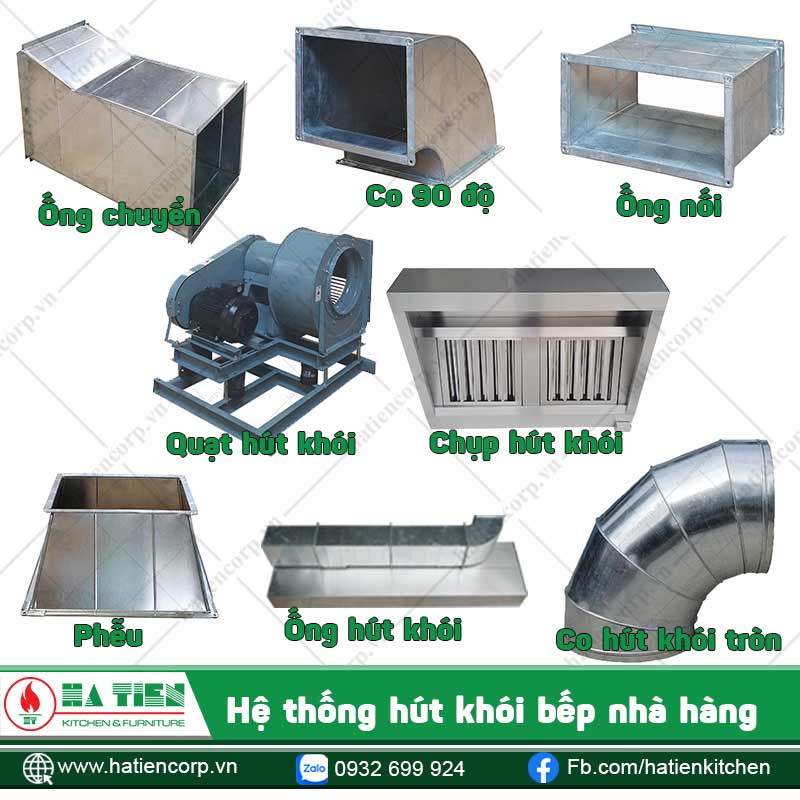 Hệ thống bếp nhà hàng với dàn khử mùi và thiết bị bếp đạt chuẩn