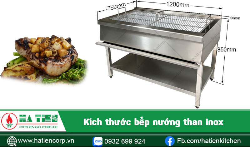 Kích thước bếp nướng than inox