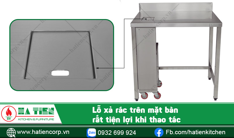 Lỗ xả rác trên mặt bàn