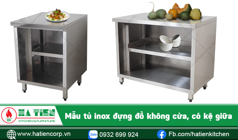tủ quầy bếp có kệ giữa