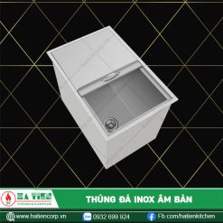 thùng đá inox âm bàn nắp lùa