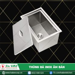 thùng đá inox âm bàn nắp rời