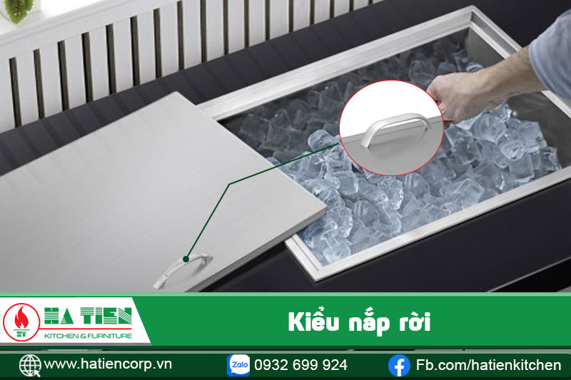 thùng đá inox âm bàn kiểu nắp rời