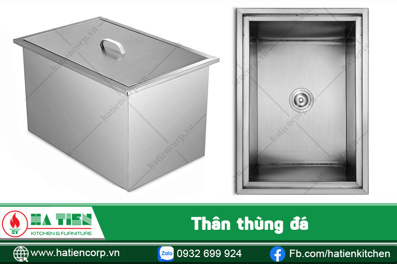 thân thùng đá inox âm bàn