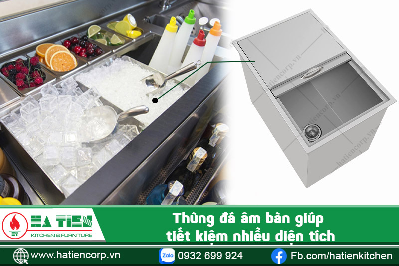 thùng đá inox âm bàn giúp tiết kiệm nhiều diện tích