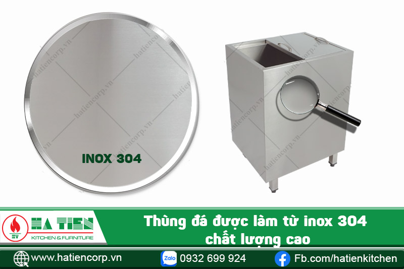 thùng đá inox quầy bar làm từ chất liệu inox 304