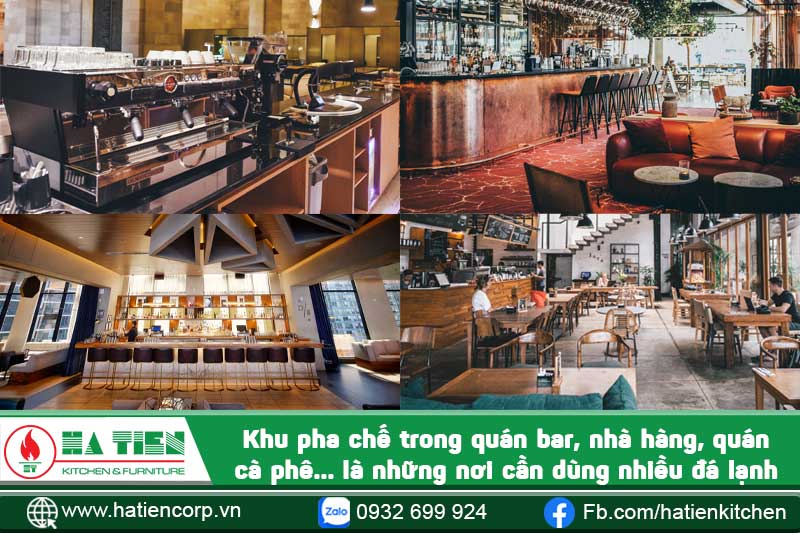 thùng đá inox quầy bar thường dùng ở các khu pha chế