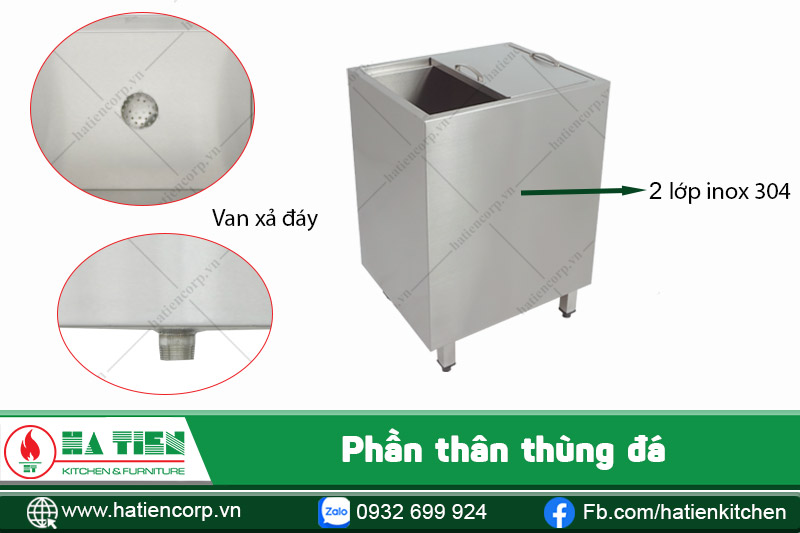 thân thùng đá inox quầy bar