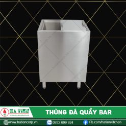 thùng đá inox quầy bar góc thẳng