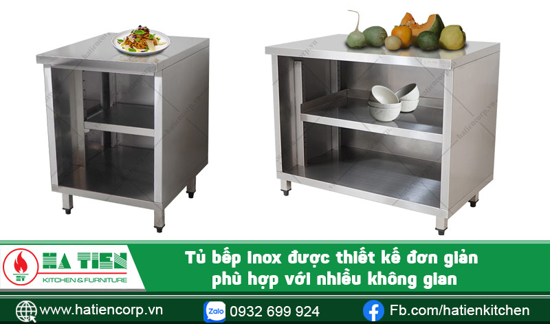 Tủ bếp inox loại không cửa