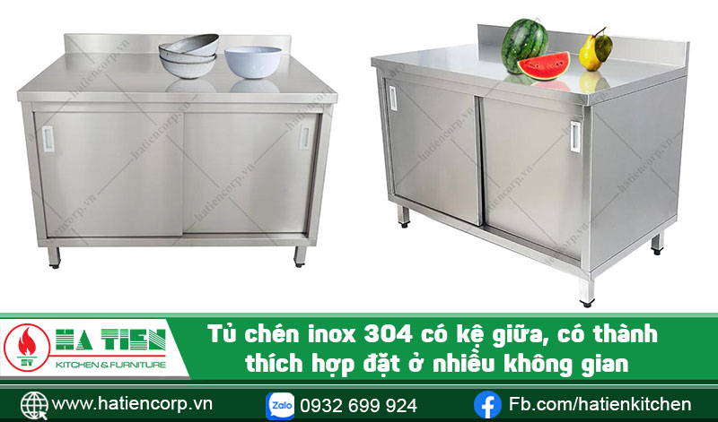 tủ chén inox có thể đặ ở khu bếp và quầy bar