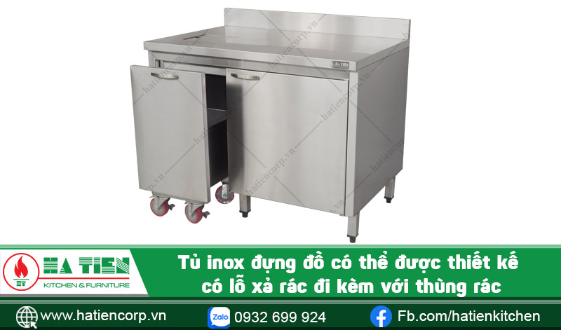Tủ inox đựng đồ có lỗ xả rác