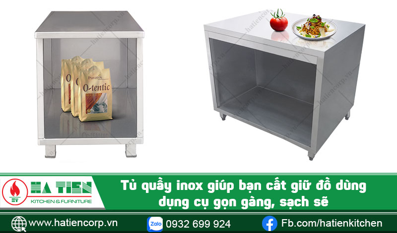 Tủ quầy inox giúp bạn cất đồ dùng gọn gàng