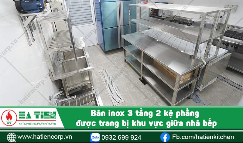 Bàn inox có 2 kệ dưới