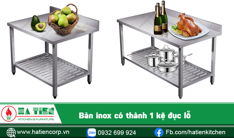 bàn inox có thành, kệ đục lỗ