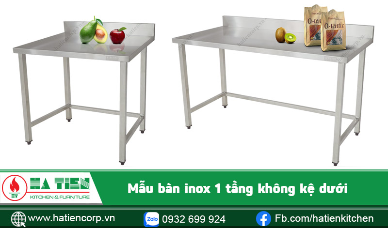 Bàn inox công nghiệp 1 tầng không kệ dưới