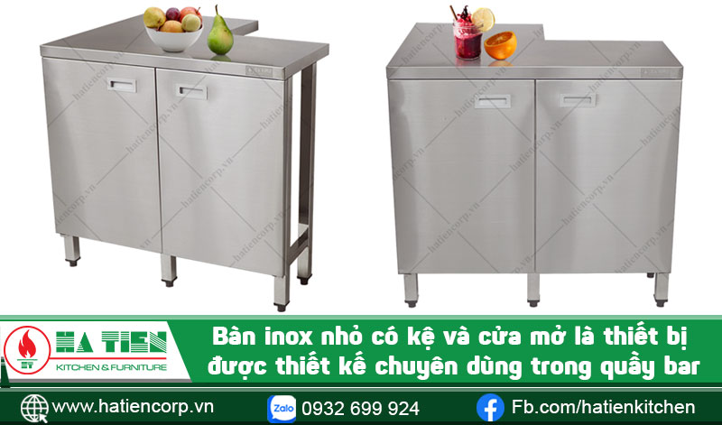 Bàn inox nhỏ có kệ dưới là thiết bị chuyên dùng trong quầy ba