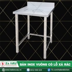 Bàn inox nhỏ có lỗ xả rác