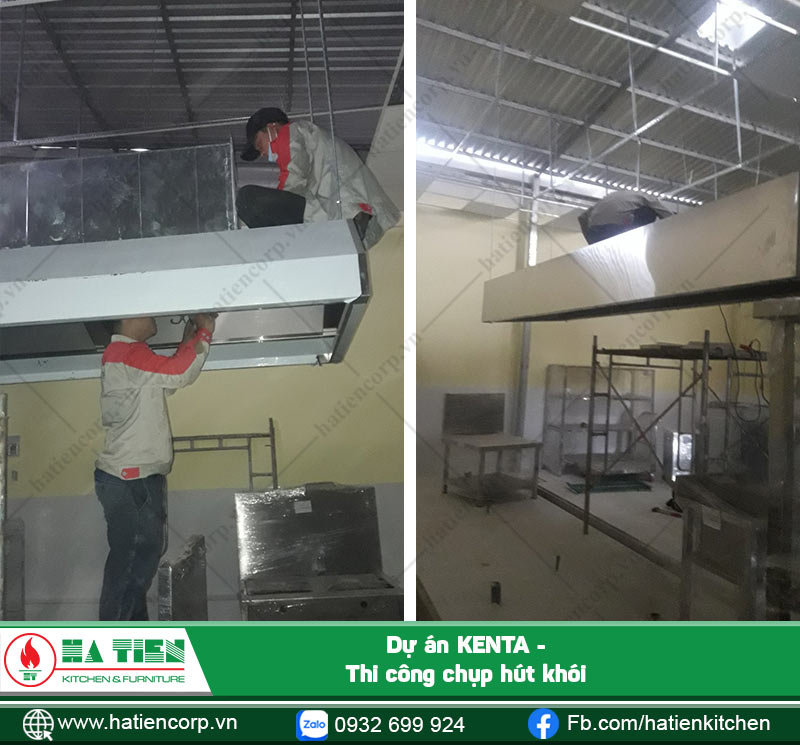 Thi công chụp hút khói cho bếp ăn công ty