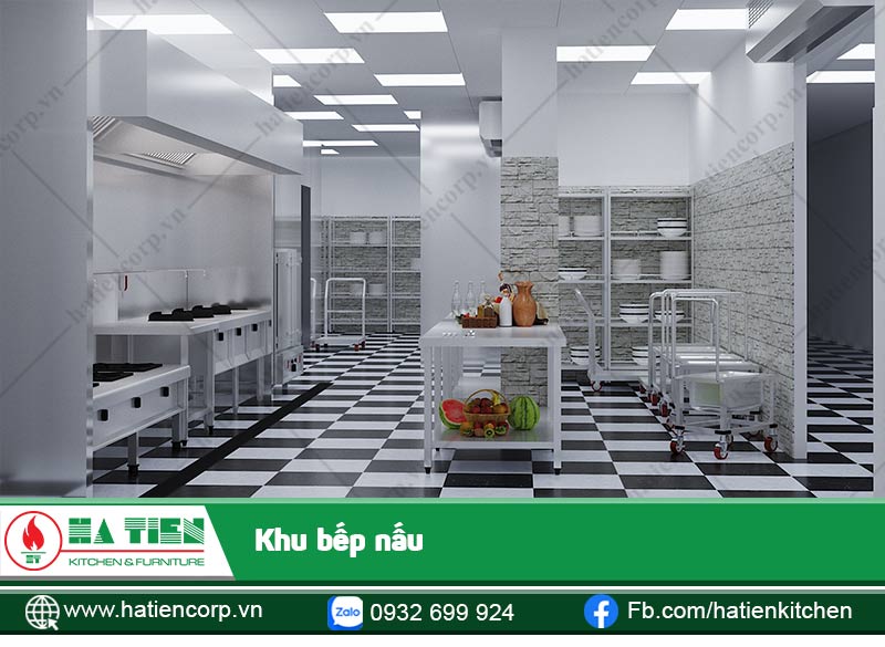 Căn bếp được bố trí gọn gàng, ngăn nắp