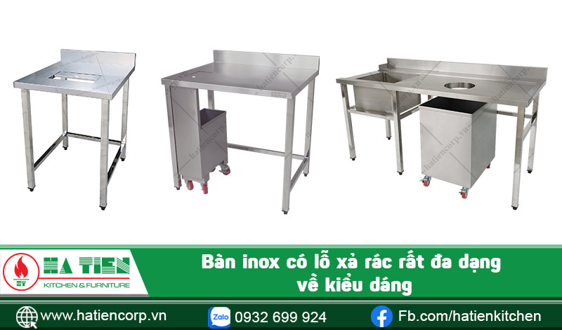 Các loại bàn inox có lỗ xả rác