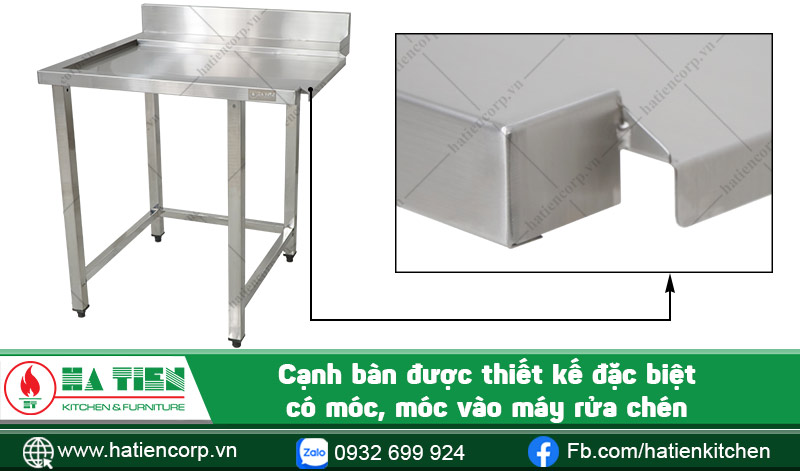 Cạnh bàn inox để chén sạch