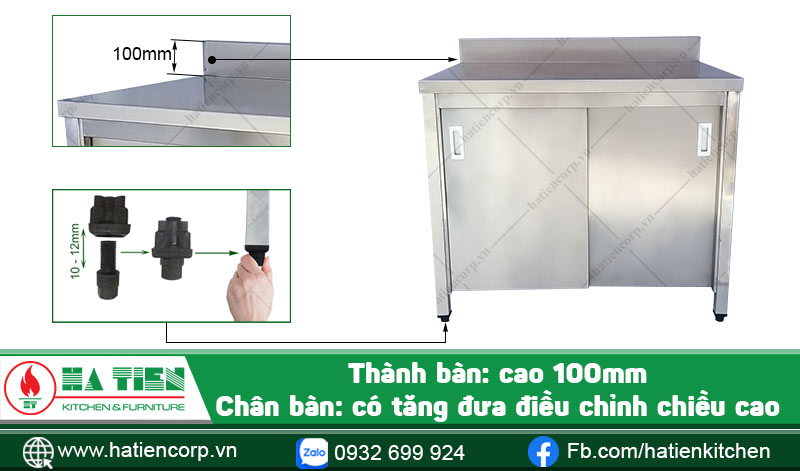 Cấu tạo bàn inox cửa lùa