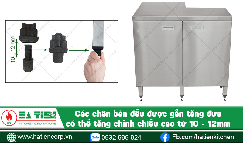 Chân bàn inox nhỏ có kệ