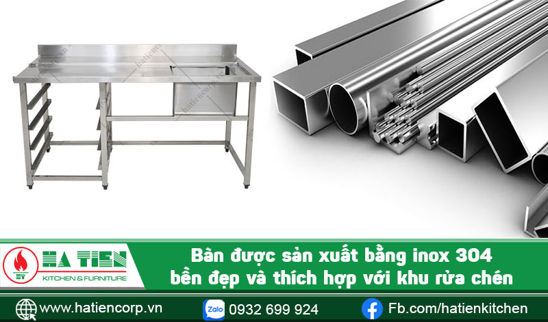 Bàn bếp inox có chậu rửa