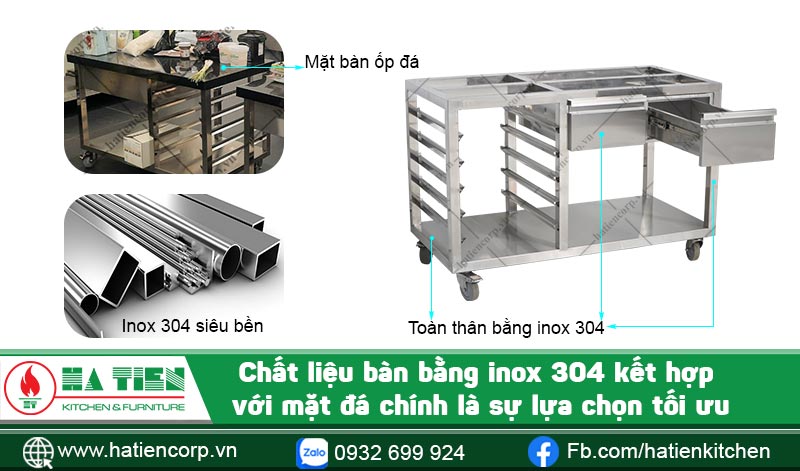 Chất liệu bàn bằng inox 304