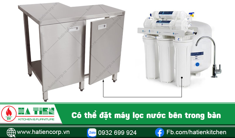 Đặt máy lọc nước bên trong bàn
