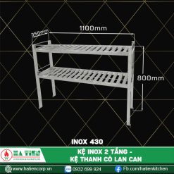 kệ inox 2 tầng dài 1100, 430
