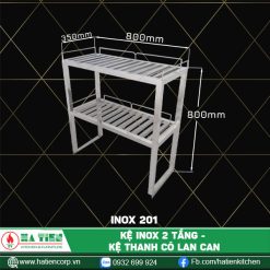 kệ inox 2 tầng dài 800, 201