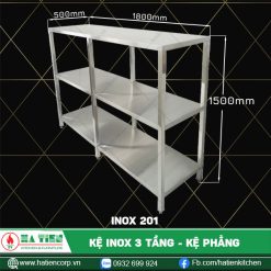 kệ inox 3 tầng dài 1800, 201