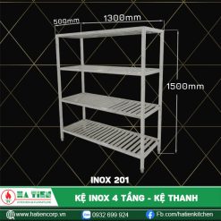 kệ inox 4 tầng dài 1300, 2
