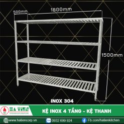 kệ inox 4 tầng dài 1800, 1