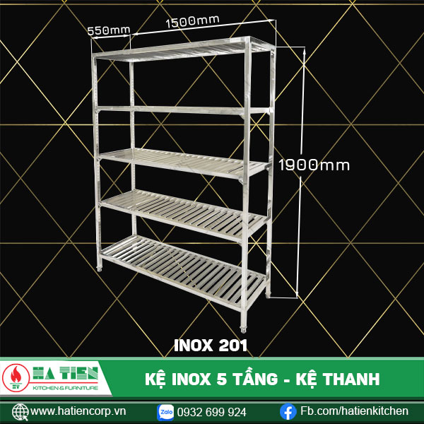 kệ inox 5 tầng 550, 201