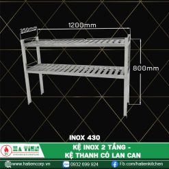 kệ inox 2 tầng dài 1200, 430