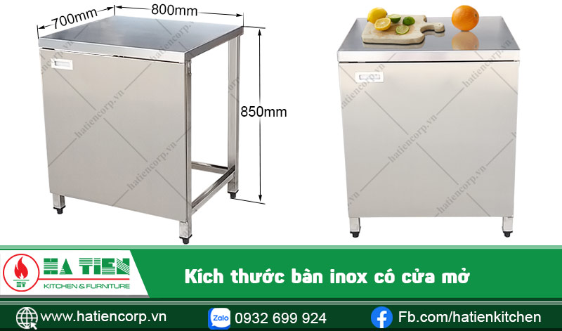 Kích thước bàn inox có cửa