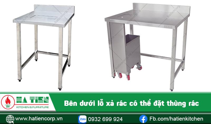 Trang bị thùng rác bên dưới mặt bàn