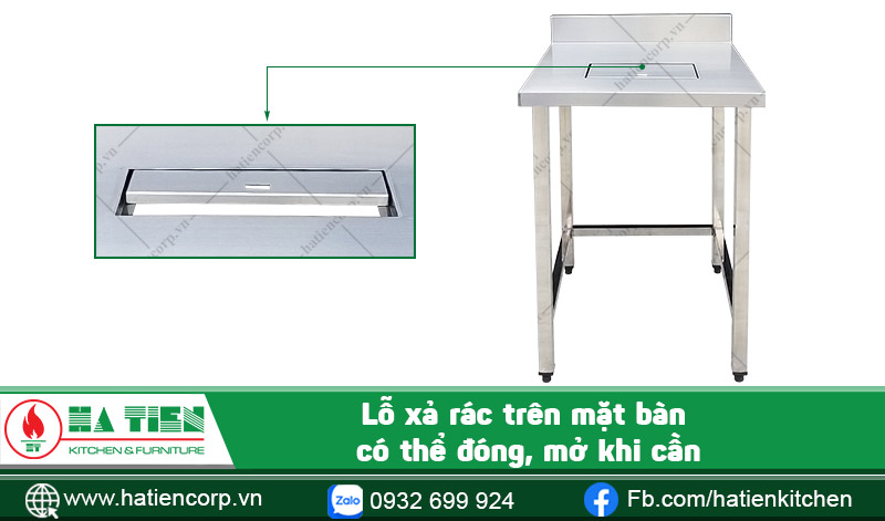 Lỗ xả rác trên mặt bàn